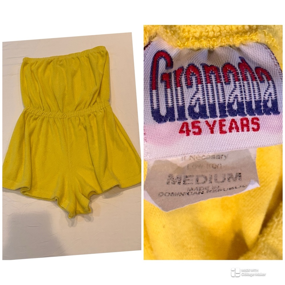 Vintage Three’s Company Terry Cloth pocketed Romper